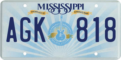 MS license plate AGK818