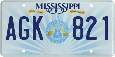 MS license plate AGK821
