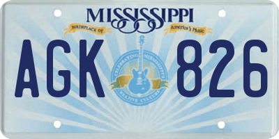 MS license plate AGK826