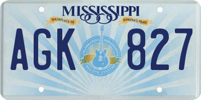 MS license plate AGK827
