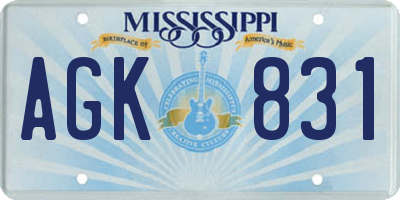 MS license plate AGK831