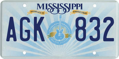 MS license plate AGK832