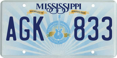 MS license plate AGK833