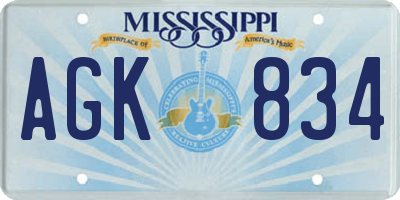 MS license plate AGK834
