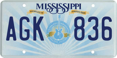MS license plate AGK836