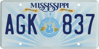 MS license plate AGK837