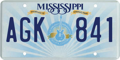 MS license plate AGK841