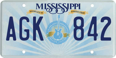 MS license plate AGK842