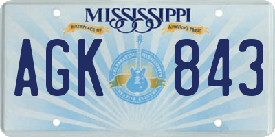 MS license plate AGK843
