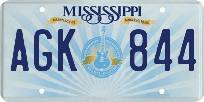 MS license plate AGK844