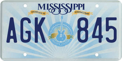 MS license plate AGK845