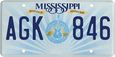 MS license plate AGK846