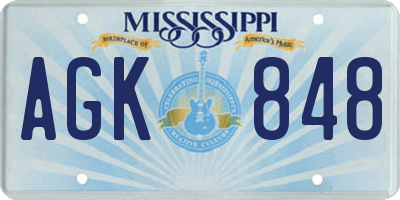 MS license plate AGK848