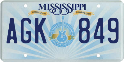 MS license plate AGK849