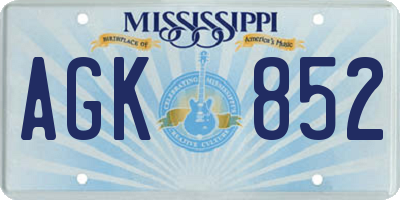 MS license plate AGK852