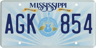 MS license plate AGK854