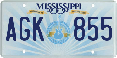 MS license plate AGK855