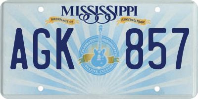 MS license plate AGK857