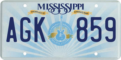 MS license plate AGK859