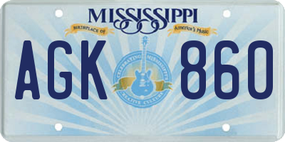 MS license plate AGK860