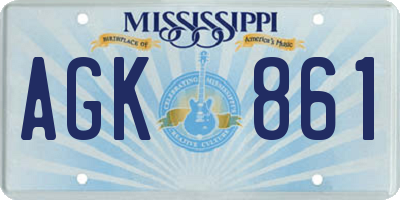 MS license plate AGK861
