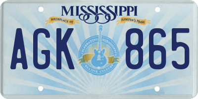 MS license plate AGK865