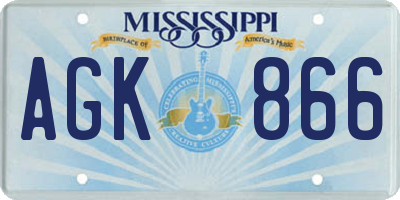 MS license plate AGK866