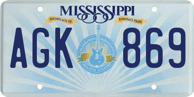 MS license plate AGK869