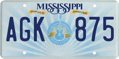 MS license plate AGK875