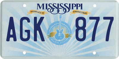 MS license plate AGK877