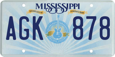 MS license plate AGK878