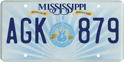 MS license plate AGK879