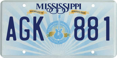 MS license plate AGK881