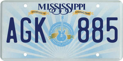 MS license plate AGK885