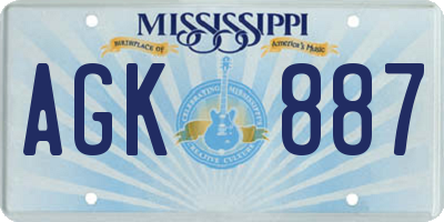 MS license plate AGK887