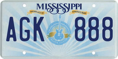 MS license plate AGK888