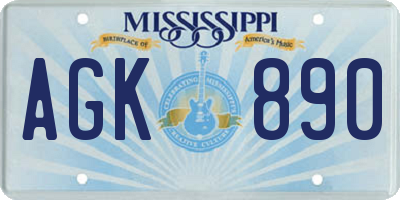 MS license plate AGK890