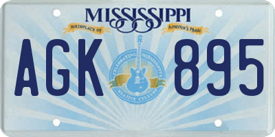 MS license plate AGK895