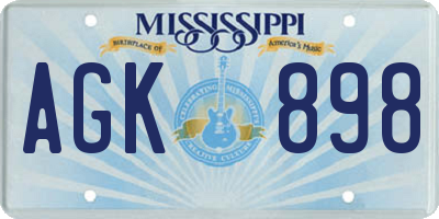 MS license plate AGK898