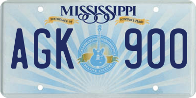 MS license plate AGK900