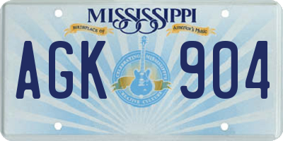 MS license plate AGK904