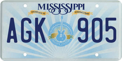 MS license plate AGK905
