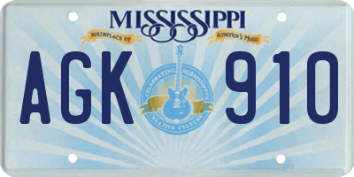 MS license plate AGK910