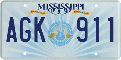 MS license plate AGK911