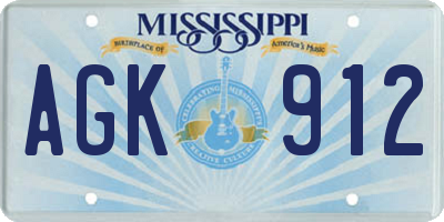 MS license plate AGK912