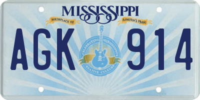 MS license plate AGK914