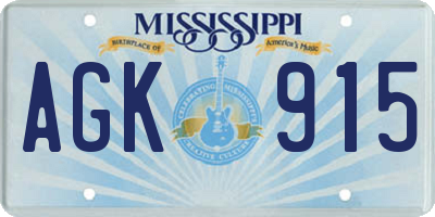 MS license plate AGK915