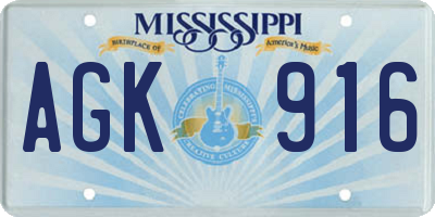 MS license plate AGK916