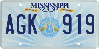 MS license plate AGK919