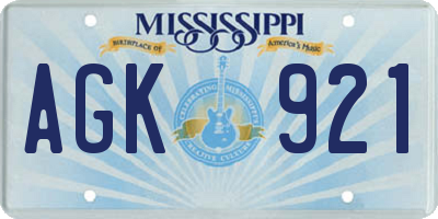 MS license plate AGK921